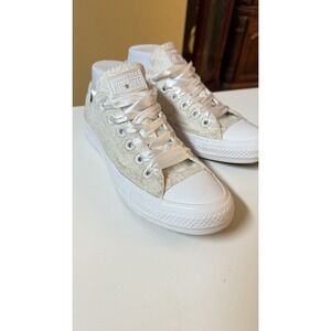 Converse‎ Ivory Lace Bridal Converse Wedding Tennis low top casual Shoes size 7